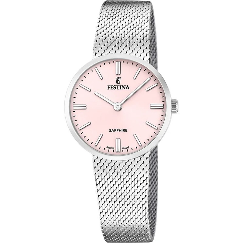 Orologio Donna Festina F20075/1 Con Quadrante Rosa E Cinturino Acciaio
