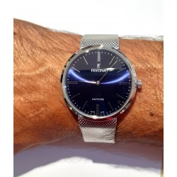 Orologio Uomo Festina F20074/2 Con Quadrante Blu E Cinturino Maglia Milanese