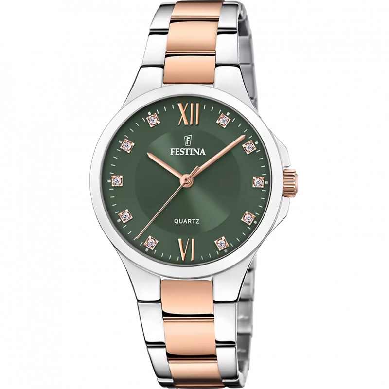 Orologio Donna Festina F20612/4 Con Quadrante Verde E Cinturino Bicolore