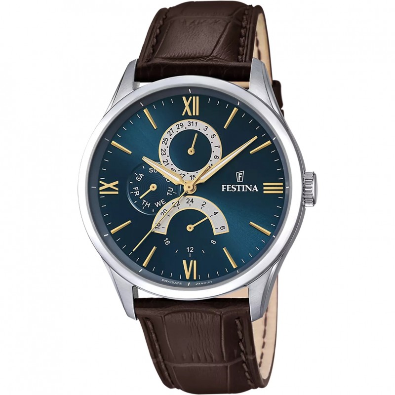 Orologio Uomo Multifunzione Festina F16823/A Con Quadrante E Cinturino Marrone