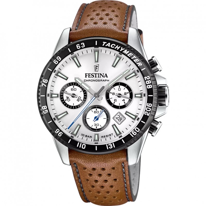 Orologio Uomo Festina Cronografo F20561/1 Con Quadrante Grigio E Cinturino Marrone
