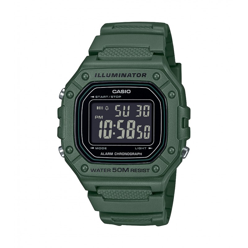 Orologio Uomo Digitale Casio W-218H-3BVEF Con Cassa E Cinturino Verde