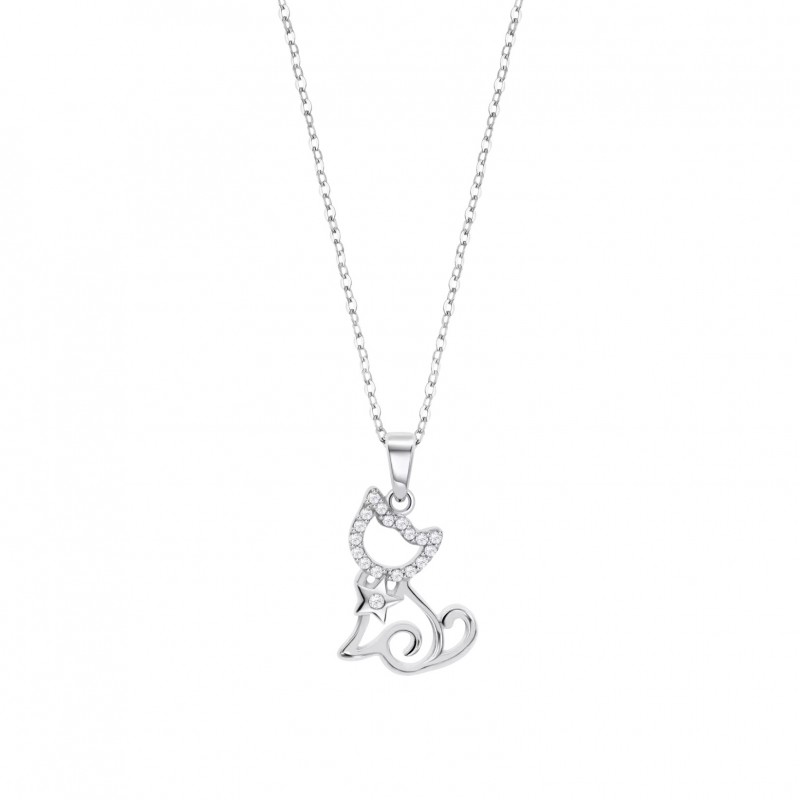 Collana Donna Lotus Silver LP3873-1/1 In Argento Con Pendente Gatto
