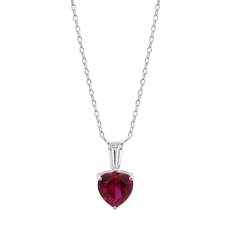 Collana Donna Lotus Silver LP3893-1/1 In Argento Con Cristallo Rosso A cuore