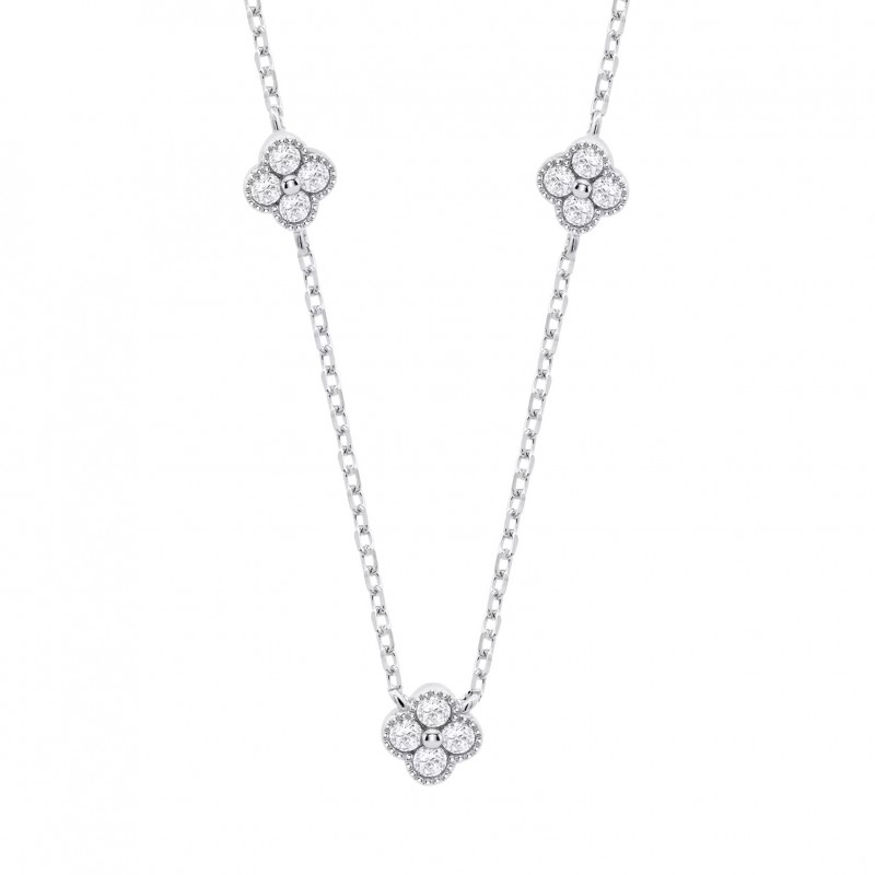Collana Donna Lotus Silver LP3889-1/2 In Argento Con Fiori E Zirconi