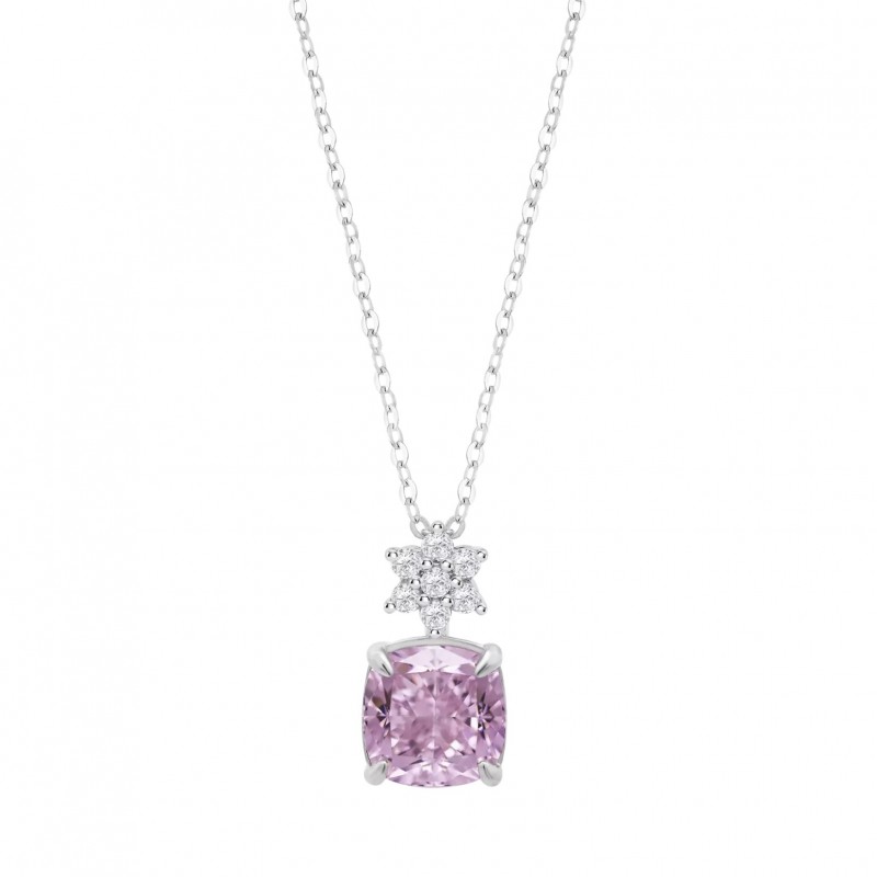 Collana Donna Lotus Silver LP3903-1/1 In Argento Con Cristallo Rosa E Zirconi