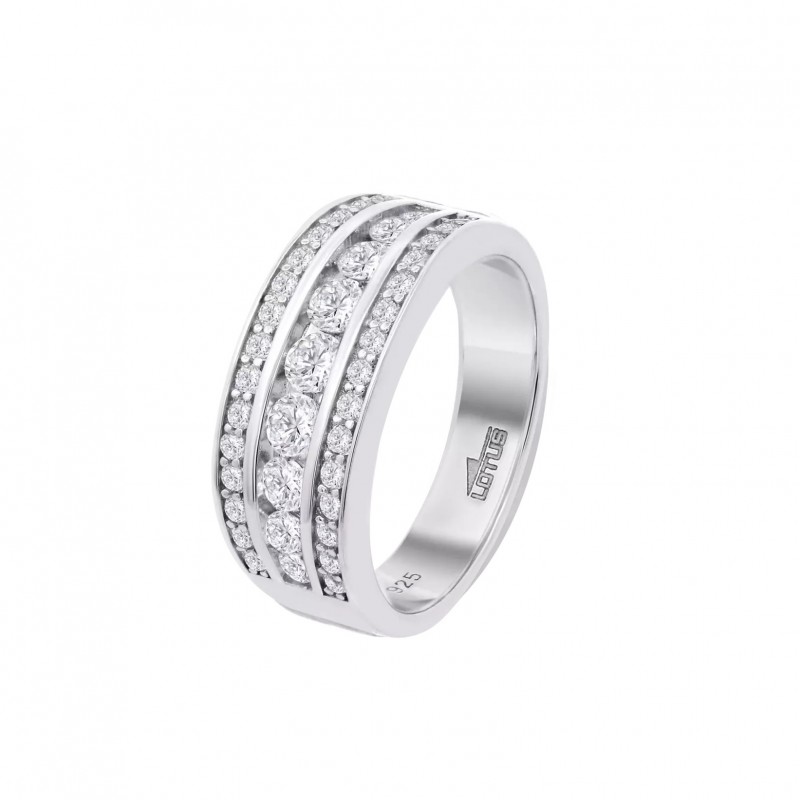 Anello Donna Lotus Silver LP3906-3116 In Argento A Fascia Con Zirconi
