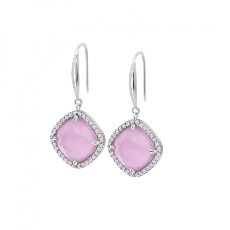 Orecchini Donna Pendenti Lotus Silver LP3921-4/3 In Argento Con Cristallo Rosa