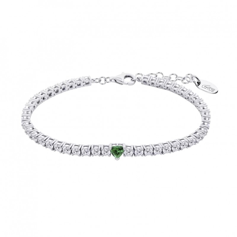 Bracciale Donna Lotus Silver LP3762-2/4 Tennis Con Zircone Verde A Cuore