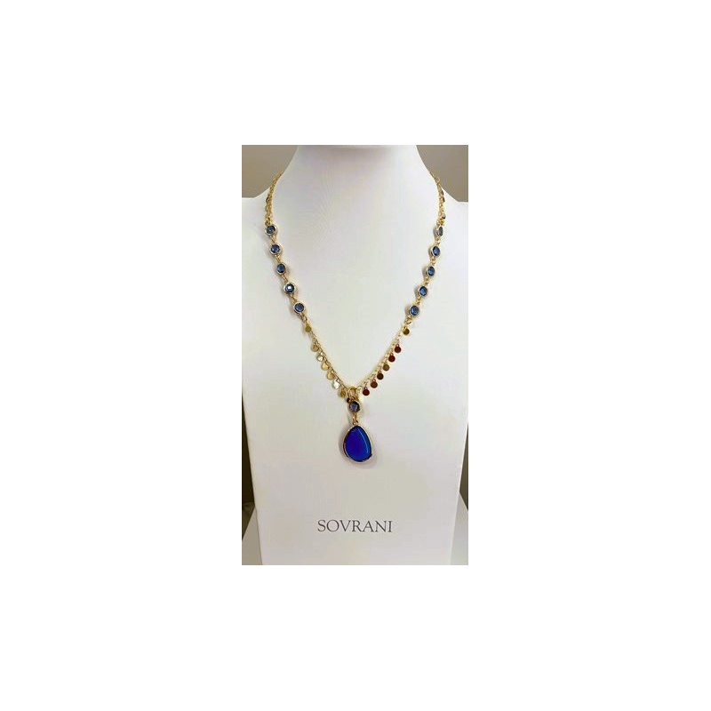 Collana Donna Sovrani J11506 In Ottone Dorato Con Pietre Blu