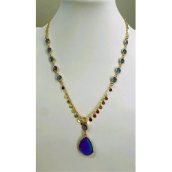 Collana Donna Sovrani J11506 In Ottone Dorato Con Pietre Blu