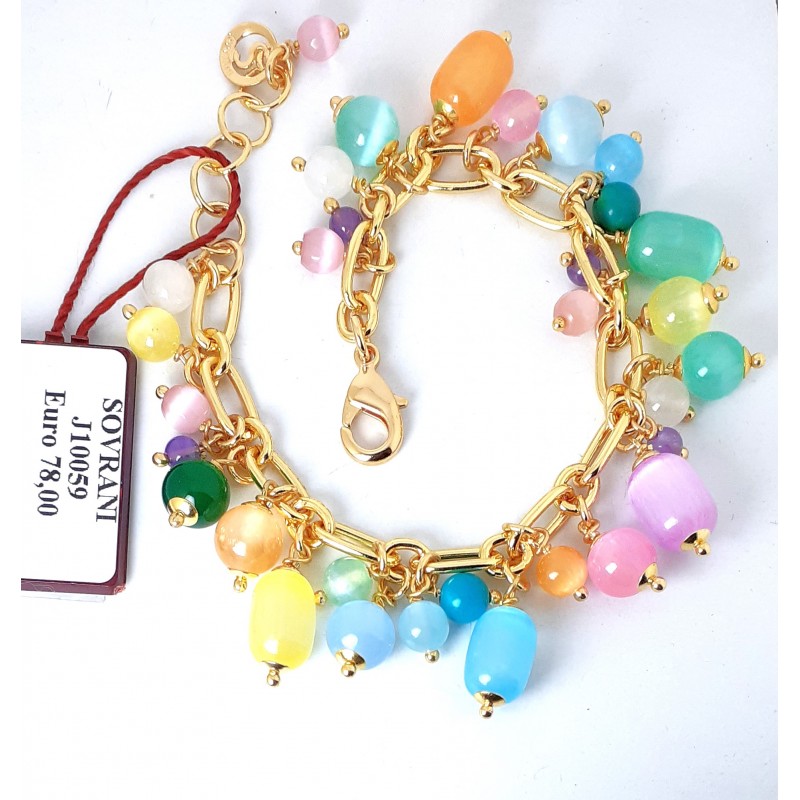 Bracciale Donna Sovrani J10059 In Ottone Dorato Con Pietre Multicolore