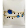 Bracciale Donna Sovrani J11507 Doppio Filo In Ottone Dorato Con Pietre Blu