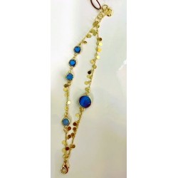Bracciale Donna Sovrani J11507 Doppio Filo In Ottone Dorato Con Pietre Blu