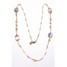 Collana Donna Lunga Sovrani J11562 In Ottone Dorato Con Pietre Grigio Ghiaccio E Perle Bianche