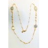 Collana Donna Lunga Sovrani J11562 In Ottone Dorato Con Pietre Grigio Ghiaccio E Perle Bianche