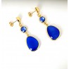 Orecchini Donna Pendenti Sovrani J11509 In Metallo Dorato Con Pietre Blu