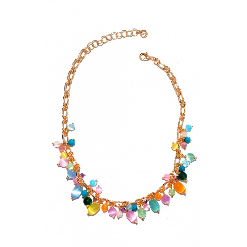 Collana Donna Sovrani J10058 In Metallo Dorato Con Pietre Multicolore