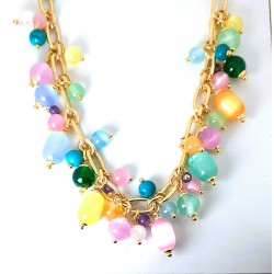 Collana Donna Sovrani J10058 In Metallo Dorato Con Pietre Multicolore