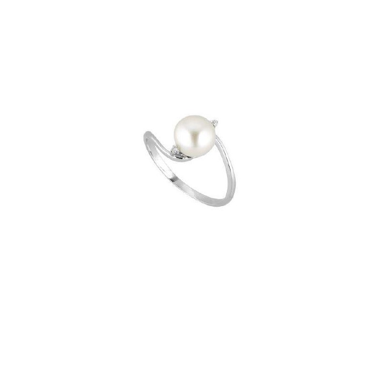 Anello oro bianco con perla e diamanti Kioto 458B