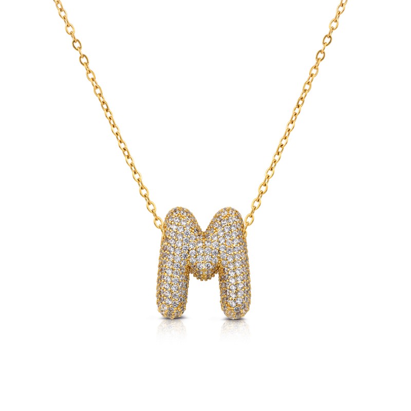 Collana Donna OPSOBJECTS OPSCL-1028 In Acciaio Dorato Con Iniziale M E Zirconi