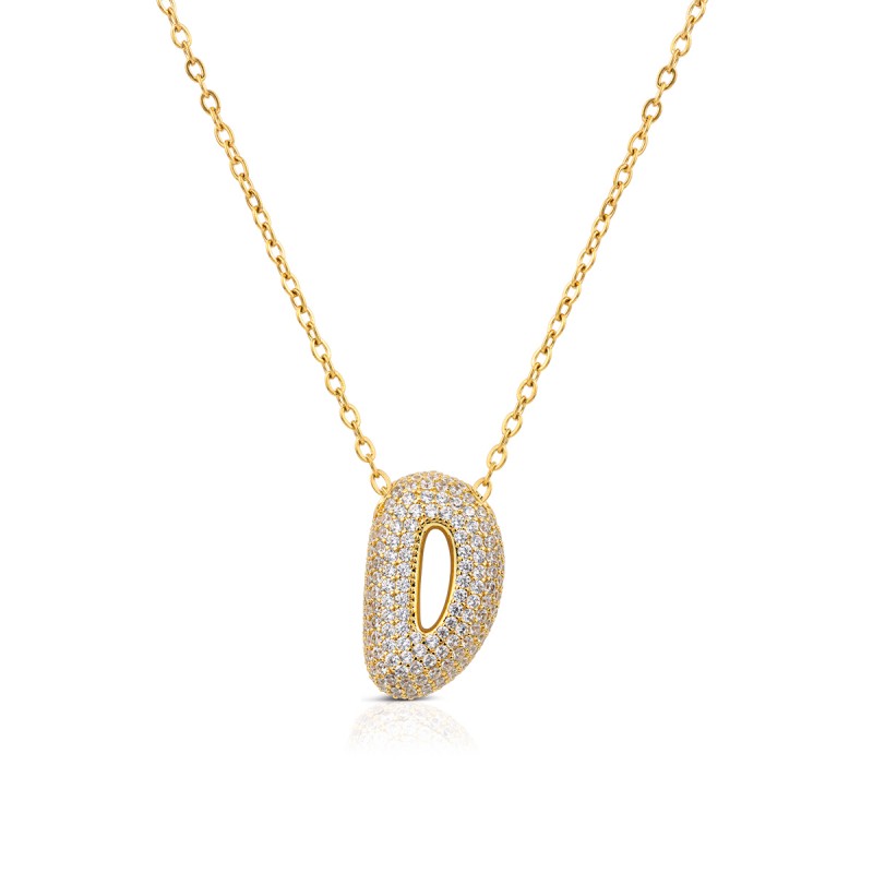 Collana Donna OPSOBJECTS OPSCL-1022 In Acciaio Dorato Con Iniziale D Con Zirconi