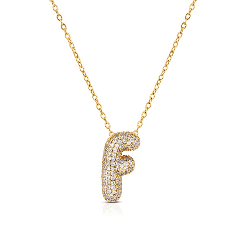 Collana Donna OPSOBJECTS OPSCL-1024 In Acciaio Dorato Con Iniziale F Con Zirconi