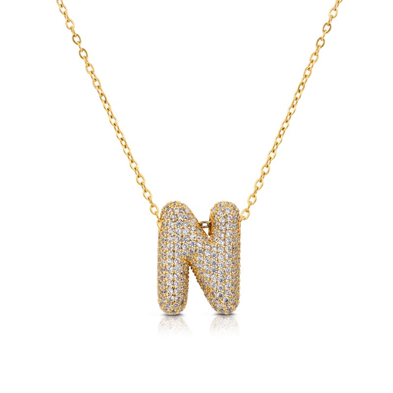 Collana Donna OPSOBJECTS OPSCL-1029 In Acciaio Dorato Con Iniziale N Con Zirconi