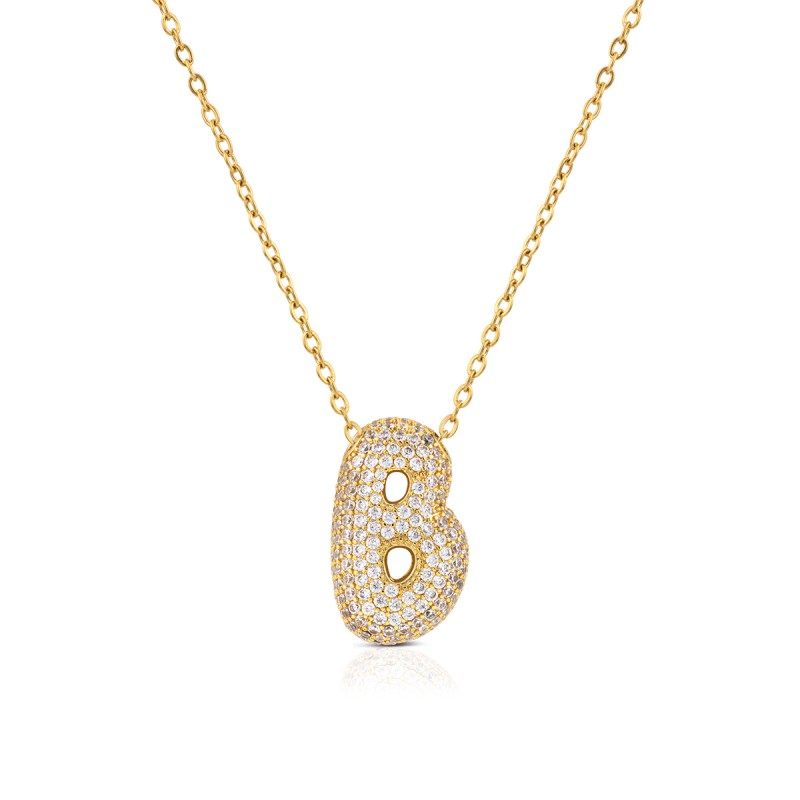 Collana Donna OPSOBJECTS OPSCL-1020 In Acciaio Dorato Con Iniziale B Con Zirconi