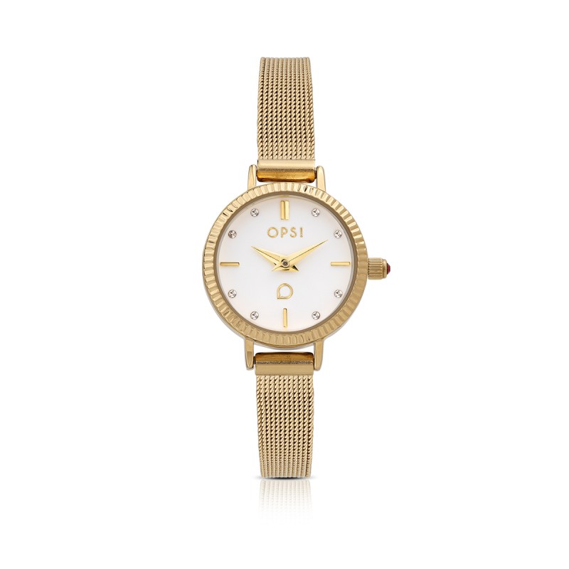 Orologio Donna OPSOBJECTS FINE OPSPW-1129 Con Cinturino Dorato Maglia Milanese