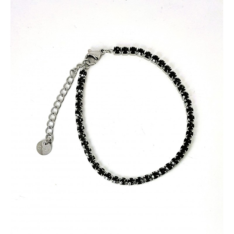 Bracciale Tennis Unisex OPSOBJECTS OPSBR-924 In Acciaio Con Cristalli Neri