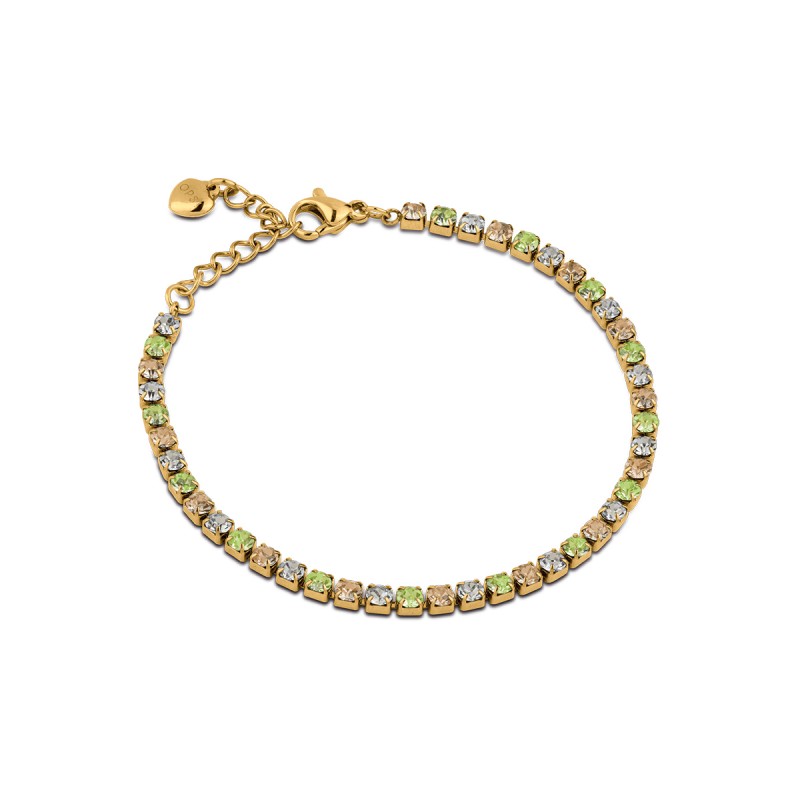 Bracciale Tennis Donna OPSOBJECTS OPSBR-985 In Acciaio Dorato Con Cristalli Multicolore
