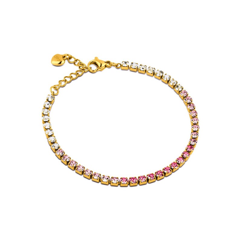 Bracciale Tennis Donna OPSOBJECTS OPSBR-981 In Acciaio Dorato Con Cristalli Multicolore