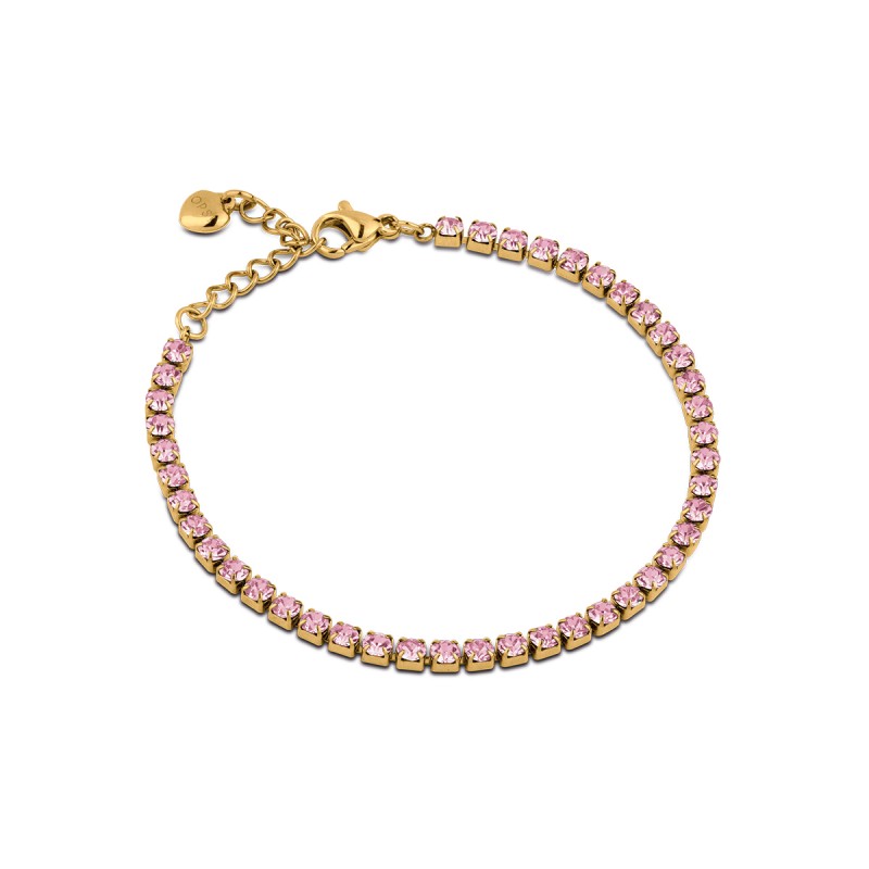 Bracciale Tennis Donna OPSOBJECTS OPSBR-940 In Acciaio Dorato Con Cristalli Rosa