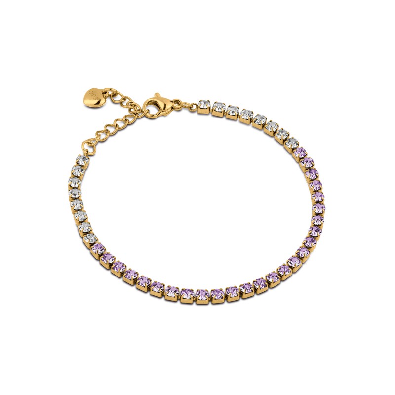 Bracciale Tennis Donna OPSOBJECTS OPSBR-983 In Acciaio Dorato Con Cristalli Multicolore