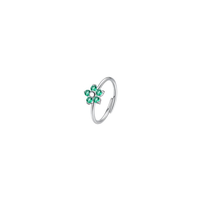 Anello Donna Luca Barra ANK615 In Acciaio Con Fiore Con Zirconi Verdi