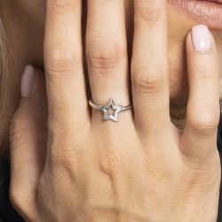 Anello Donna Luca Barra ANK623 In Acciaio Con Stella E Strass