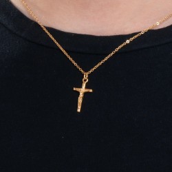 Collana Uomo Luca Barra CA526 In Acciaio Dorato Con Croce