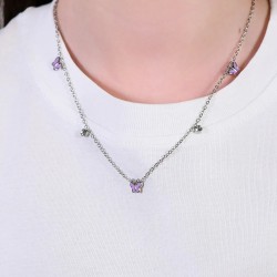 Collana Bambina Luca Barra JC145 In Acciaio Con Farfalle E Cristalli