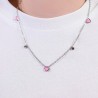 Collana Bimba Luca Barra JC146 In Acciaio Con Cuori Rosa E Cristalli