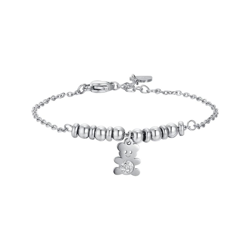 Bracciale Bambina Luca Barra JB176 In Acciaio Con Orsetto E Strass