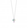 Collana Bambina Luca Barra JC164 In Acciaio Con Croce E Strass Multicolore