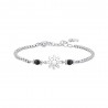 Bracciale Bambino Luca Barra JB256 In Acciaio Con Timone E Pietre Nere