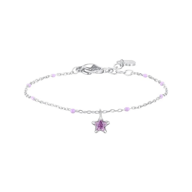 Bracciale Bambina Luca Barra JB253 In Acciaio Con Zircone Viola A Forma Di Stella