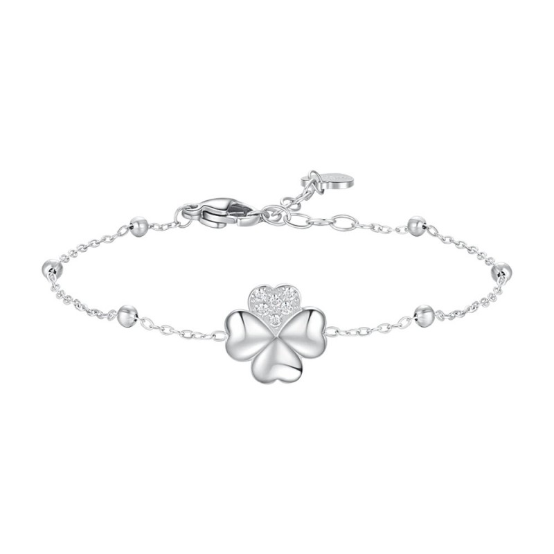 Bracciale Donna Luca Barra BK2870 In Acciaio Con Quadrifoglio E Zirconi