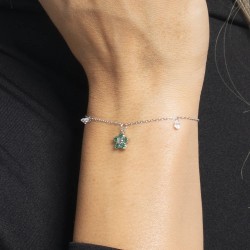 Bracciale Donna Luca Barra BK2859 In Acciaio Con Fiore E Zirconi Verdi