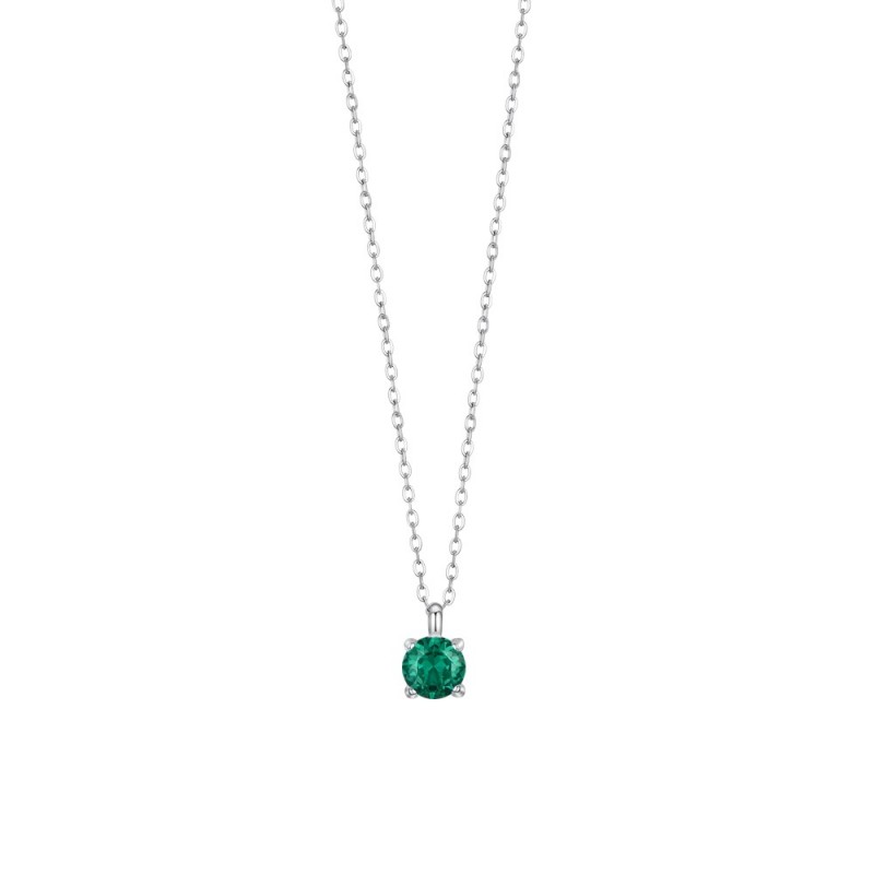 Collana Punto Luce Donna Luca Barra CK2102 In Acciaio Con Zircone Verde