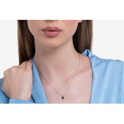 Collana Punto Luce Donna Luca Barra CK2102 In Acciaio Con Zircone Verde