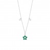 Collana Donna Luca Barra CK2197 In Acciaio Con Fiore E Zirconi Verdi