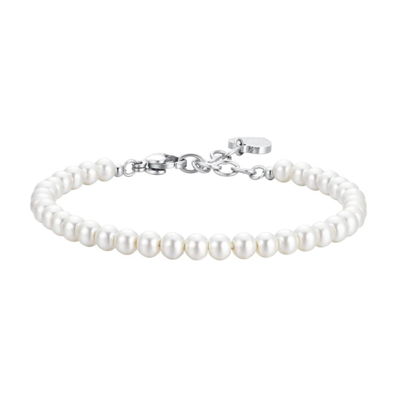 Bracciale Donna Luca Barra BK2771 In Acciaio Con Perle Bianche